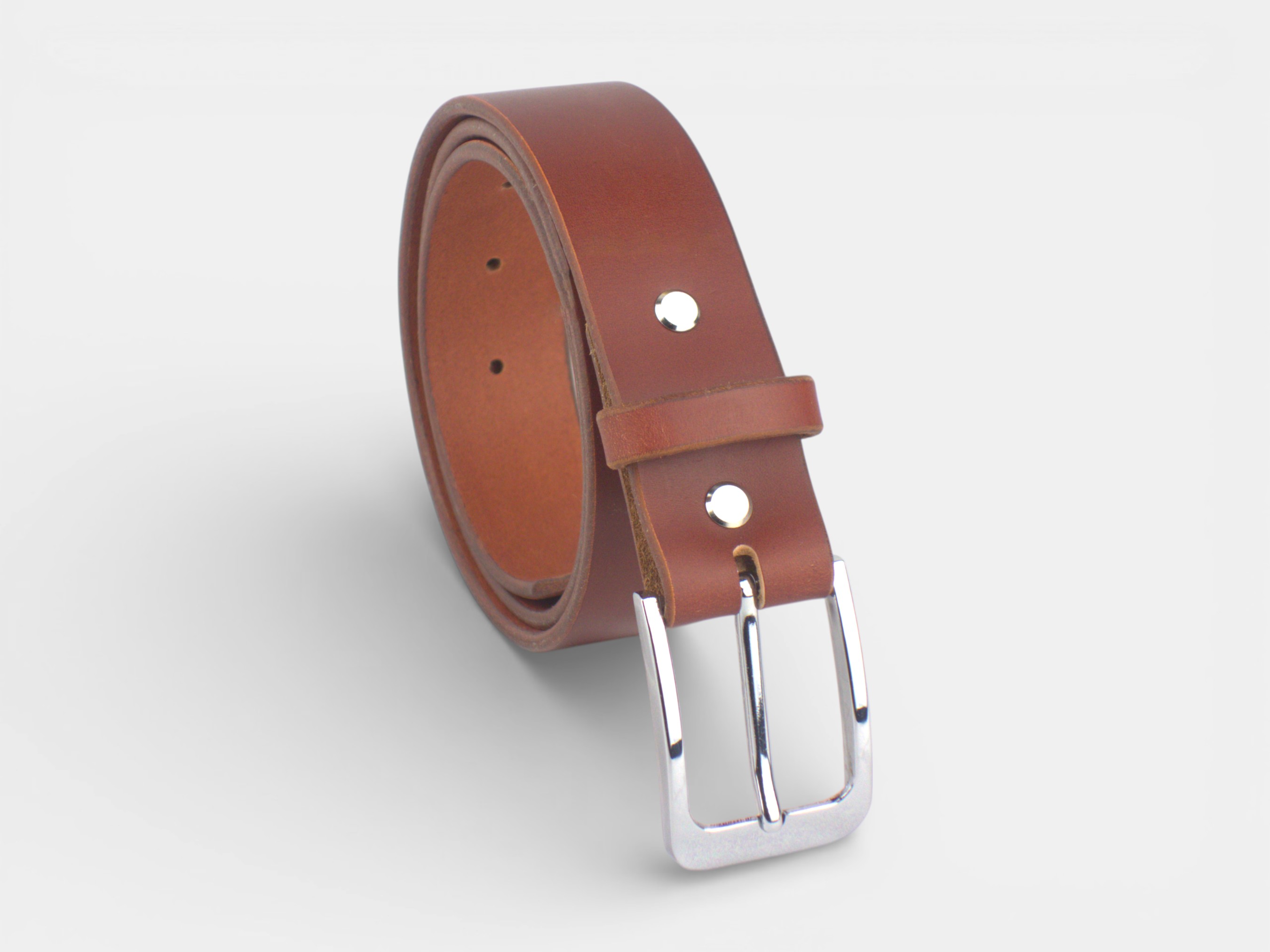 Cognac belt coiled